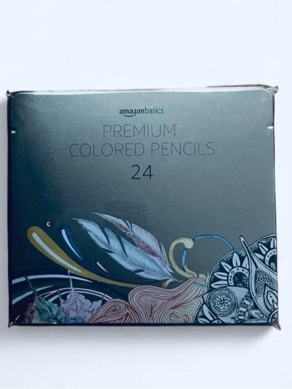 AmazonBasics Premium Colored Pencils - 24 Color Set (Charcoal Tin)